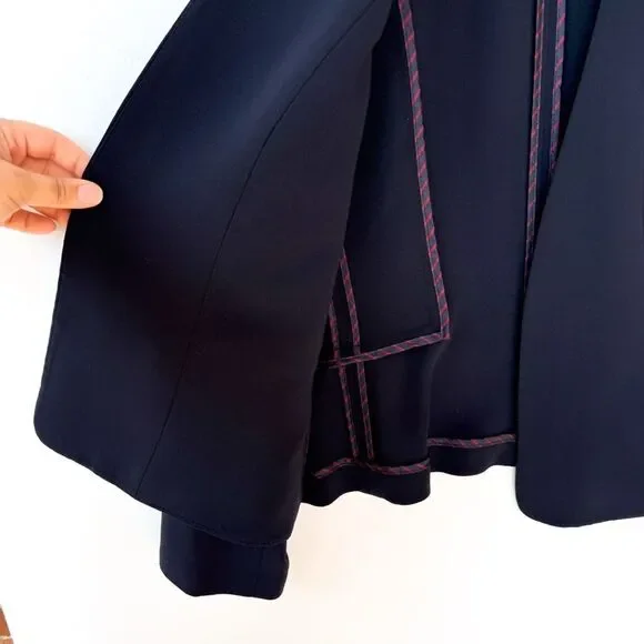 Talbots Navy Blue Fitted Blazer Straight Leg Pants Two Piece Pantsuit 12 Petite - Picture 4 of 14